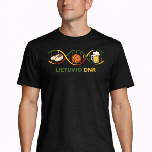 Juodi marškinėliai ,,Lietuvio DNR'' (spalvoti)