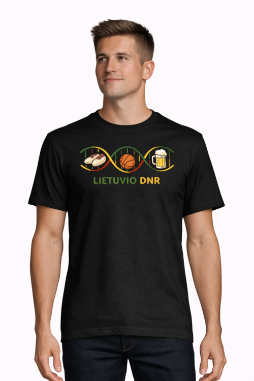 Juodi marškinėliai ,,Lietuvio DNR'' (spalvoti)